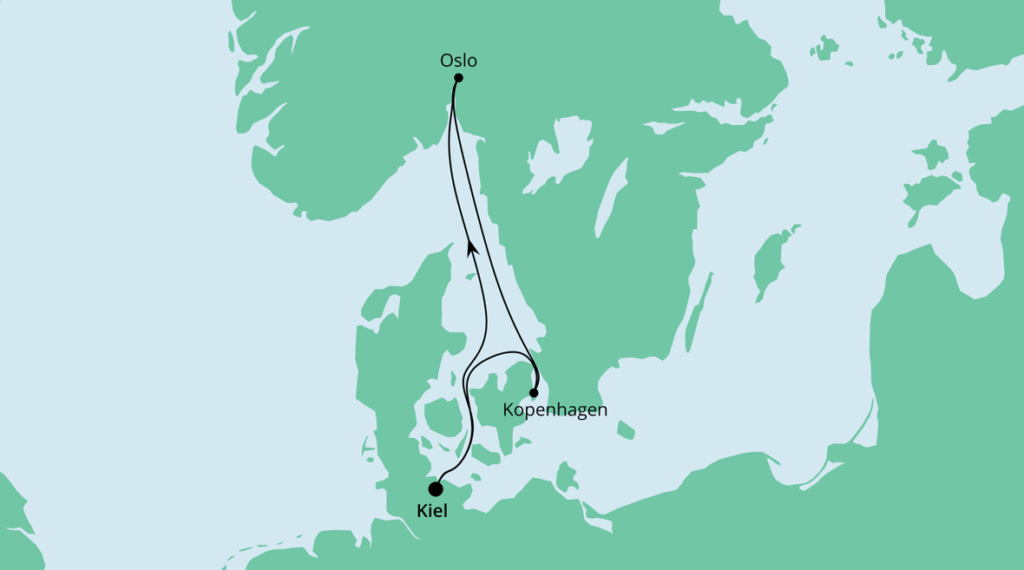 AIDA Route Kiel Norwegen Dänemark